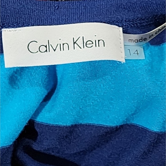 Calvin Klein blue and turquoise striped super soft beachy maxi dress size 14 - Picture 5 of 5